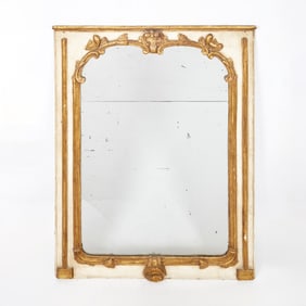 Rococo Style Painted and Parcel-Gilt Trumeau Mirror