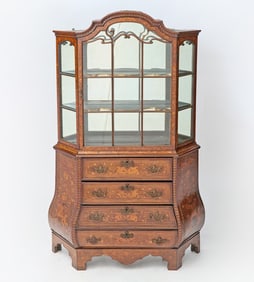 Dutch Rococo Marquetry Inlaid Mahogany Cabinet
