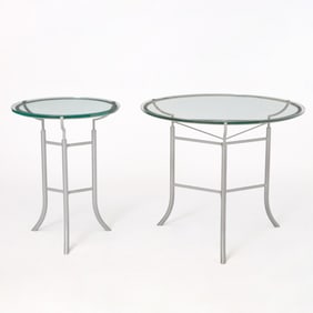 Two John Saladino Metal and Glass Occasional Tables