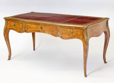 Louis XV Style Tulipwood Marquetry Bureau Plat
