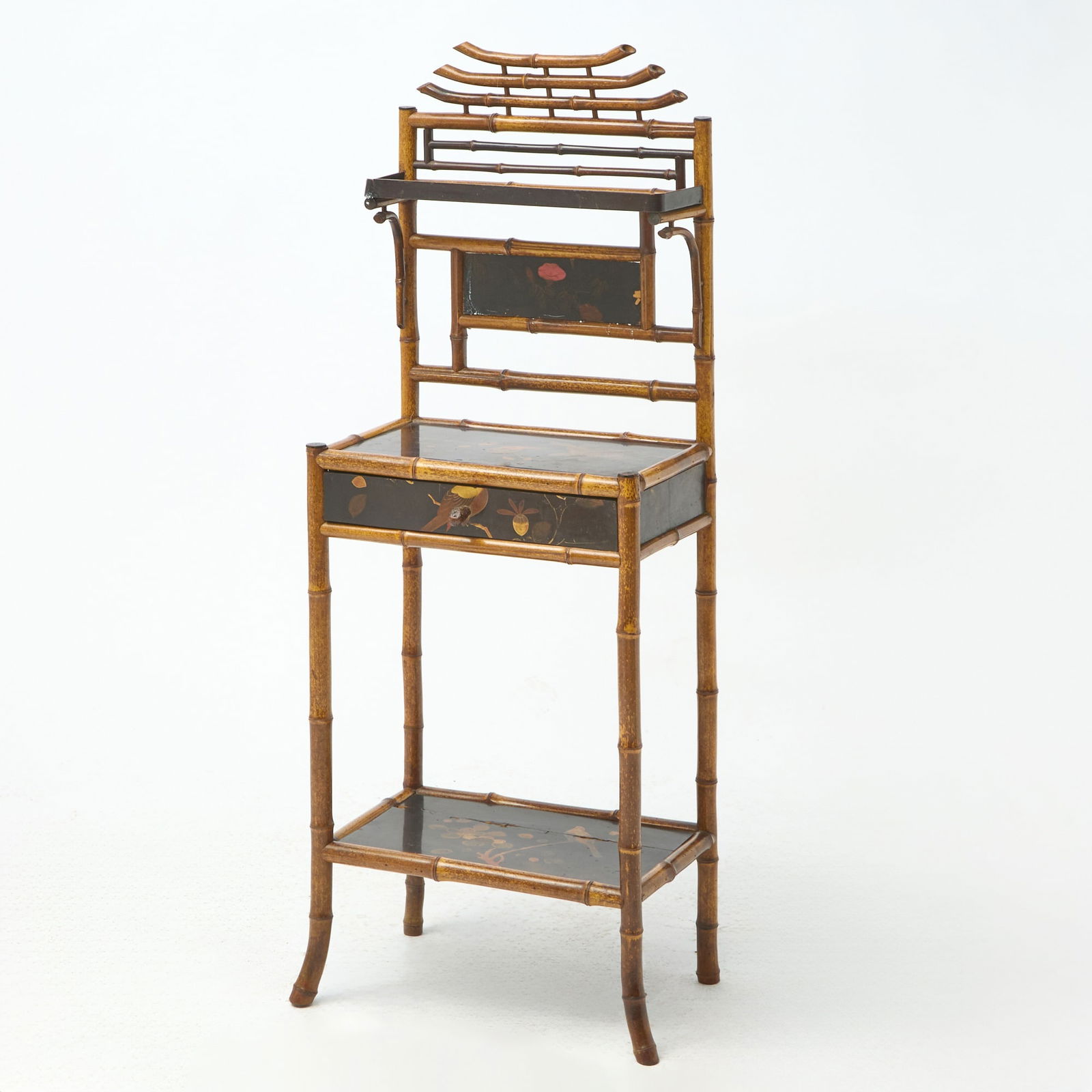 Edwardian Lacquer and Bamboo Étagère and a Hall Stand (1 of 2)