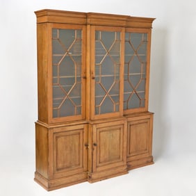 English Stripped Mahogany Breakfront Cabinet