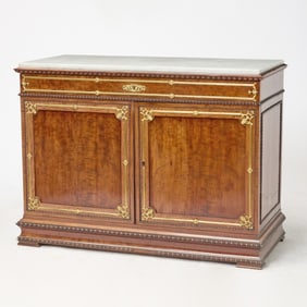Napoleon III Marble Top Gilt-Metal Mounted Mahogany Cabinet