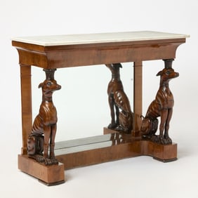 Continental Marble Top Mahogany Console