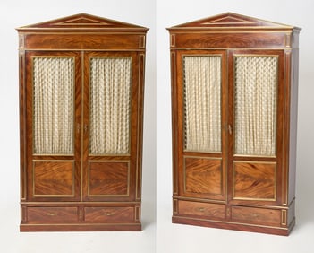 Pair of Empire Brass-Mounted Mahogany Cabinets