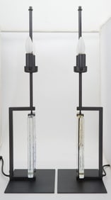 Pair of Roberto Giulio Rida Enamel, Glass and Brass Lamps
