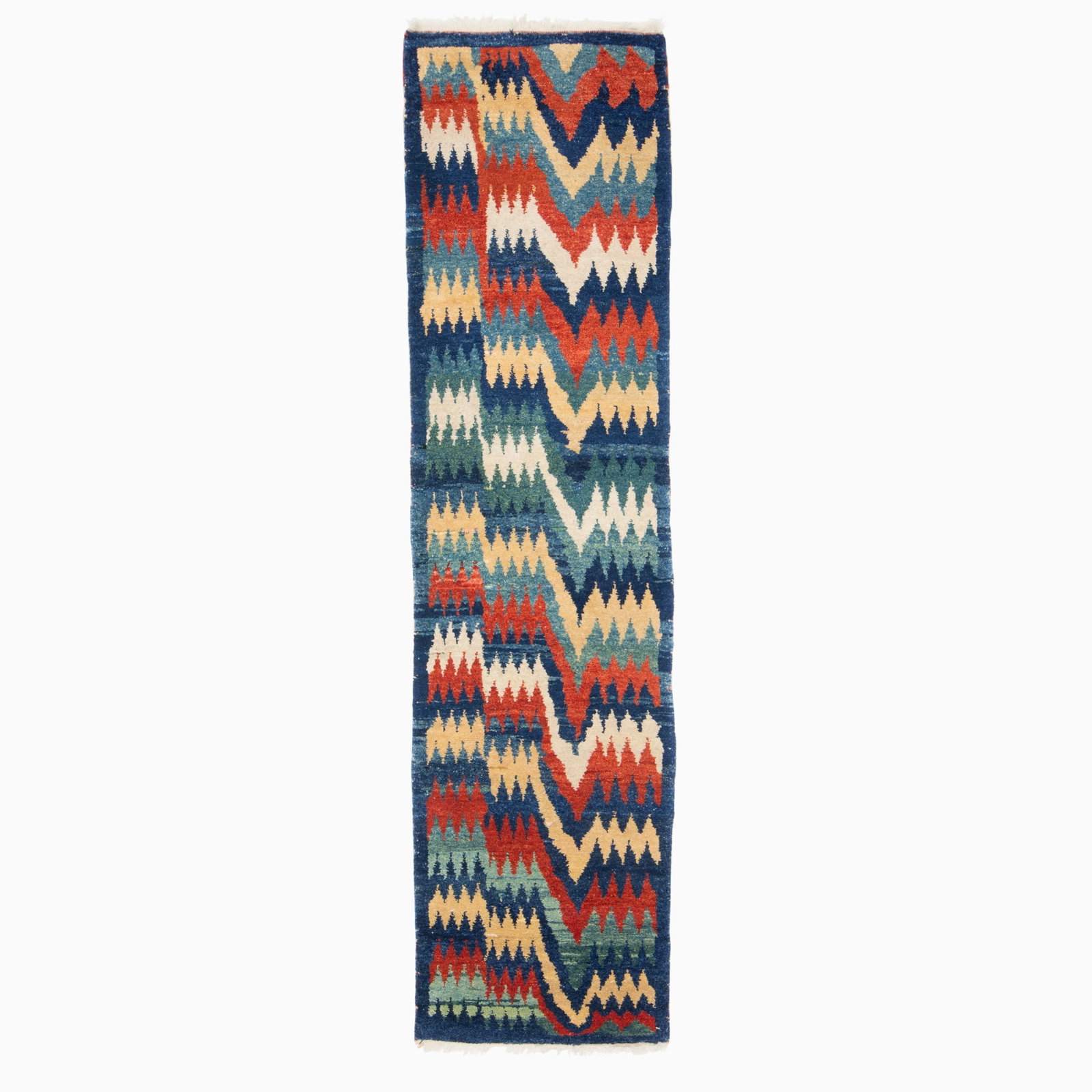 Azeri Runner: Turkey, Contemporary Having a contemporary line pattern on an indigo field. (9.6 x 2.6)