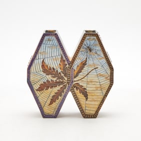 Gallé Art Nouveau Faience Double Bud Vase