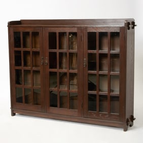 L. & J.G. Stickley Oak "Model 647" Three Door Bookcase