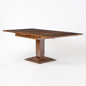Emile Jacques Ruhlmann Rosewood Draw Leaf Pedestal Dining Table