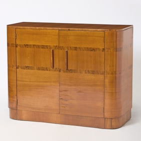 Art Moderne Inlaid Fruitwood Bar Cabinet
