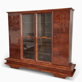 Art Deco Walnut Four-Door Cabinet