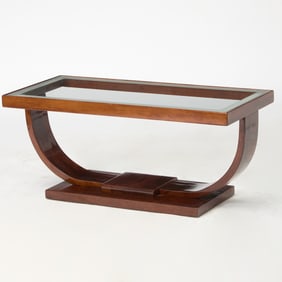 Art Deco Style Mahogany and Glass Cocktail Table