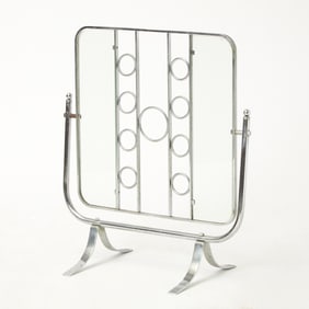 Art Deco Steel and Glass Fire Screen