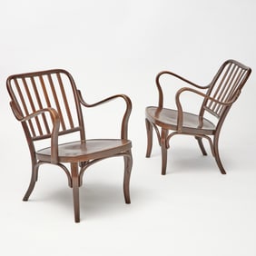 Pair of Josef Frank for Ton Bentwood "Model 752"Armchairs