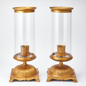 Pair of Gilt-Metal and Glass Photophores