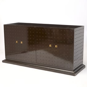 Tommi Parzinger Style Black Lacquered Sideboard 20th Century