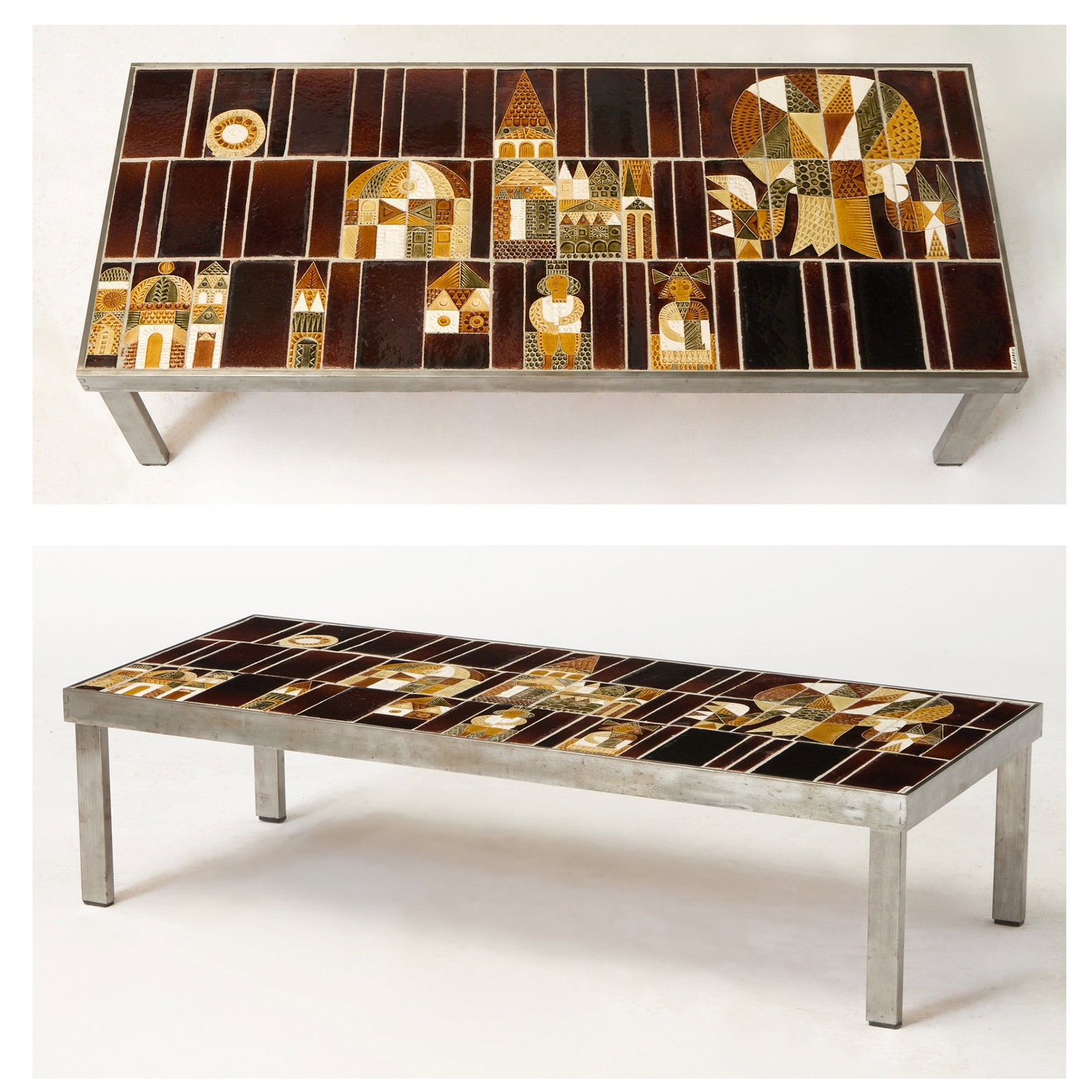 Roger Capron Tile Inset Metal Coffee Table (1 of 6)