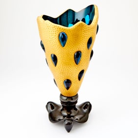 André Dubreuil for Daum Patinated Bronze and Blown Glass "Lacrima" Vase
