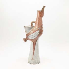Jean Derval Glazed Earthenware Anamorphic Pitcher