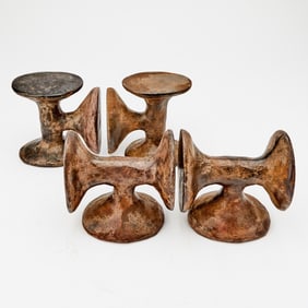 Two Pairs of Lisa Hoke Cast Iron Abstract Sculptural Bookends