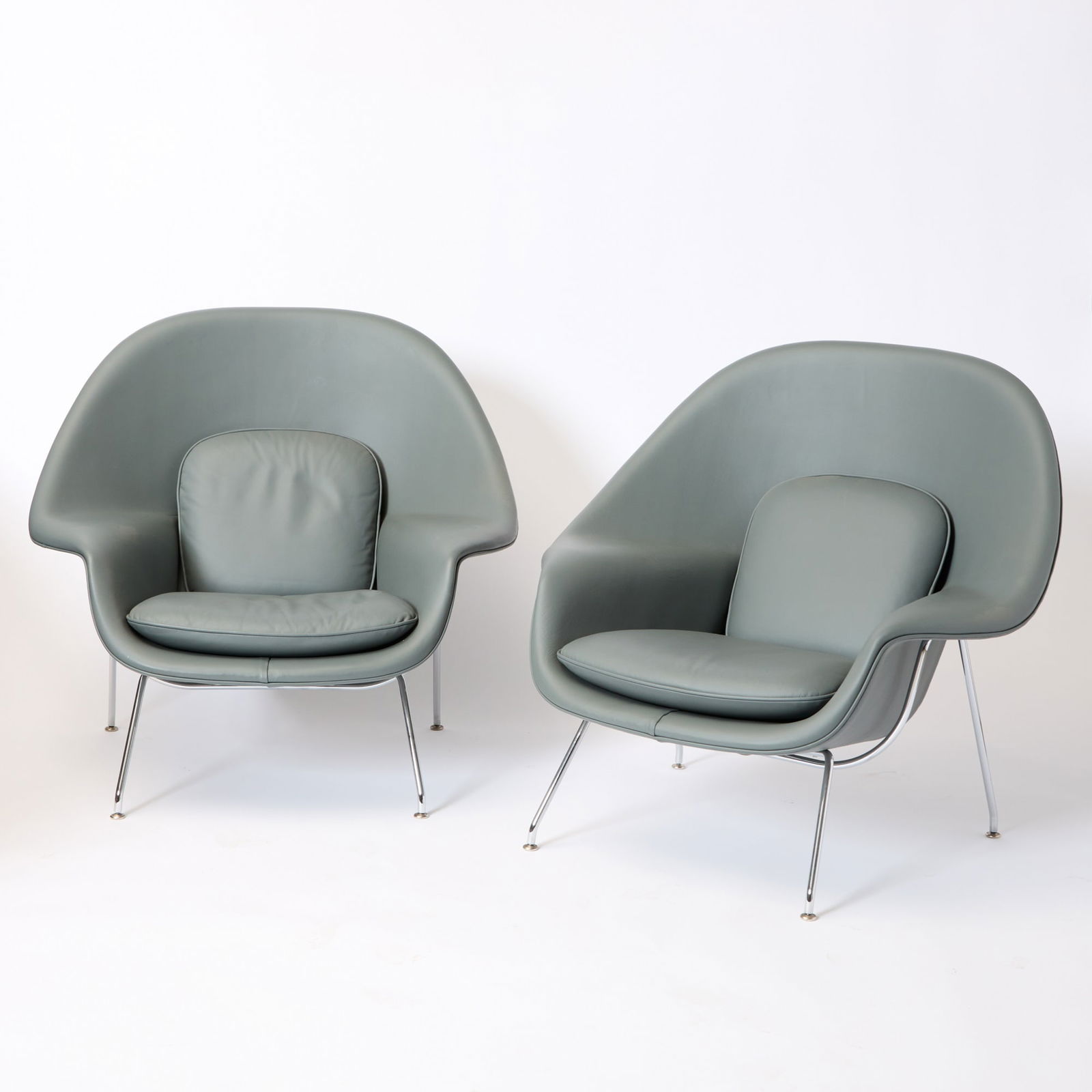 Pair of Leather Upholstered Eero Saarinen for Knoll “Womb?? Chairs (1 of 3)
