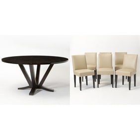 Christian Liaigre for Holly Hunt Dark Stained Wood Dining Table and Six Upholstered Dining Chairs