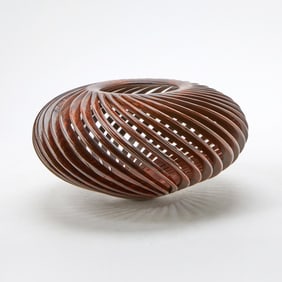 William Hunter Turned and Cut Cocobolo Wood Vessel Ttitled "Rhythms and Chaos"