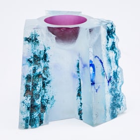 Richard Morrell Cast, Cut and Polished Glass Vessel Titled "Bowl for a Lost Heart"