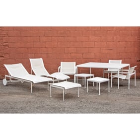 Group of Richard Schultz Painted White Metal Outdoor Furniture