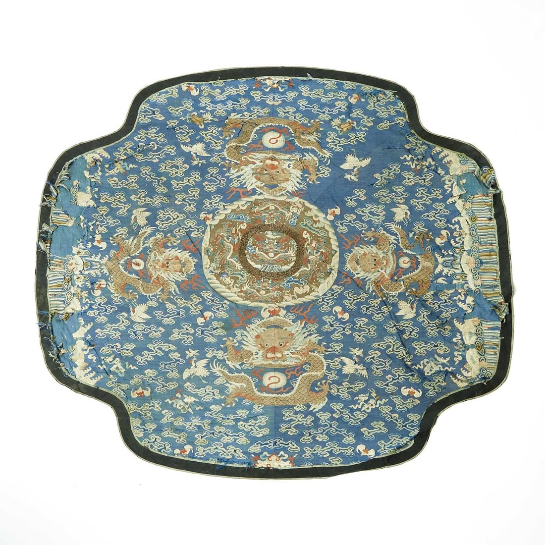 A Chinese Kesi Silk Quatrefoil Throne Cover Late 18th-early 19th century (1 of 3)