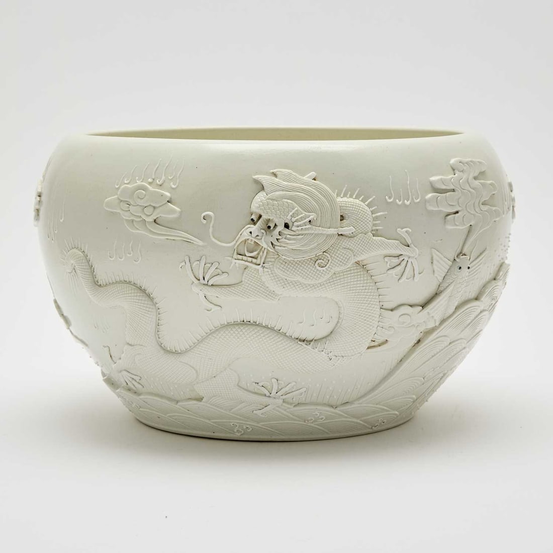 A Chinese Soft Paste White Glazed Porcelain Brush Washer Qianlong Mark, Qing Dynasty (1 of 5)