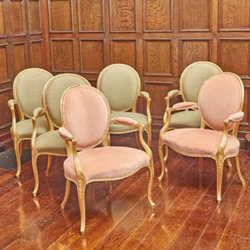 Set of Six George III Giltwood Armchairs