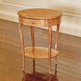 Transitional Louis XV/XVI Style Tulipwood and Satinwood Side Table