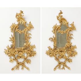 Pair of George III Gilded Papier Mache Two-Light Girandoles