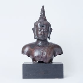 South East Asian Bronze Bust of Buddha