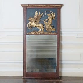 Continental Neoclassical Part Ebonized and Parcel-Gilt Mahogany Mirror