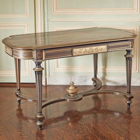 Napoleon III Boulle Brass Inlaid and Gilt-Bronze Mounted Ebonized Writing Table
