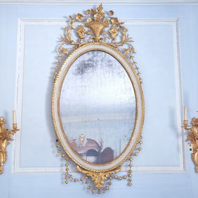 George III Cream Painted and Parcel Gilt Mirror