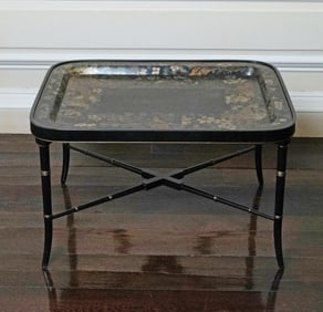 Victorian Papier Mache Tray on Later Stand