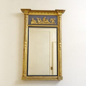 Regency Part Ebonized Giltwood Mirror