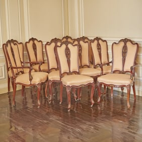Set of Art Nouveau Rococo Style Mahogany Dining Chairs