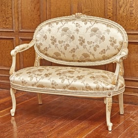 Louis XVI Style Painted and Parcel Gilt Canape