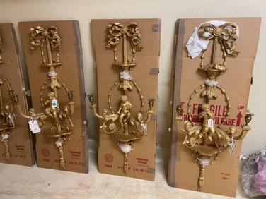 Set of Four George III Style Giltwood Two-Branch Wall-Lights