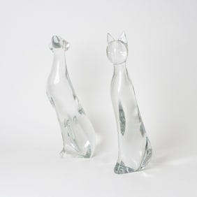 Two Baccarat Glass Animal Figures Designed by Robert Rigot