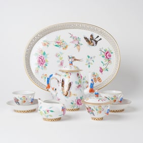Herend Porcelain "Luxurious Butterfly" Pattern Espresso Set for Two People