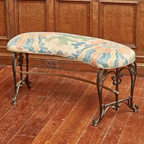 Upholstered Iron Bench