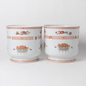 Pair of Limoges Porcelain "Fou-Tchéou" Pattern Cache Pots