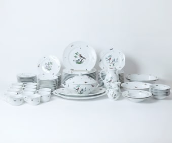 Raynaud Ceralene Porcelain "Les Oiseaux" Pattern Dinner Service