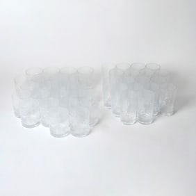Group of Tiffany & Co. Glass "Pinstripe" Pattern Bar Glasses